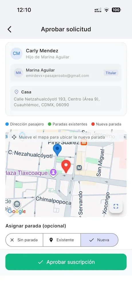 Aprueba suscripciones con mapa