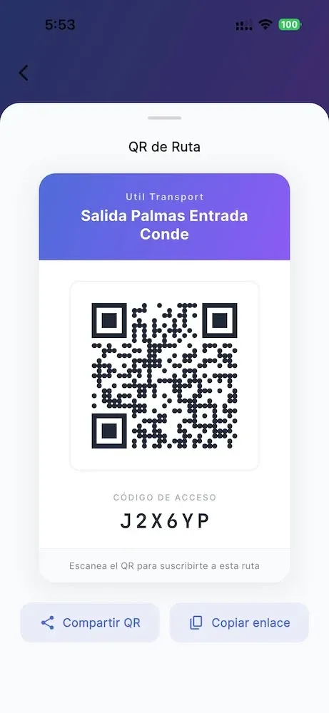 Comparte el QR de tu ruta