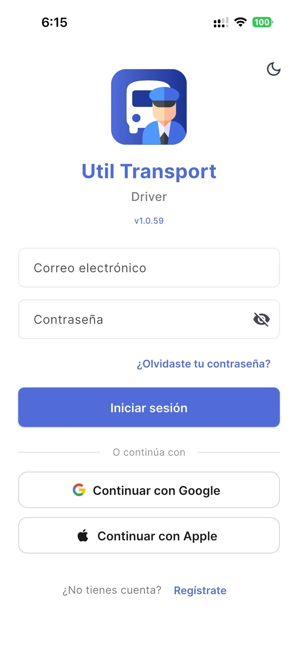 Inicia sesión con email, Google o Apple