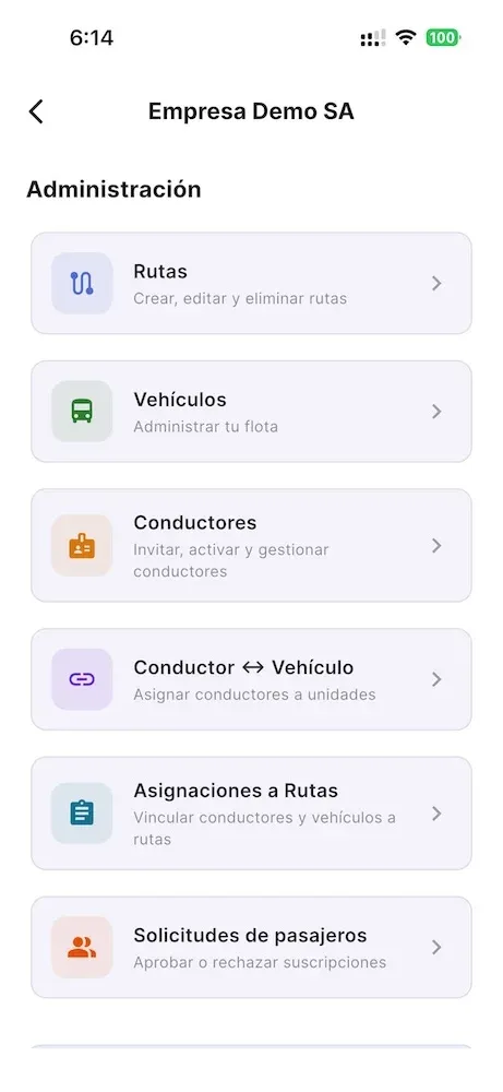 Administra rutas y vehículos